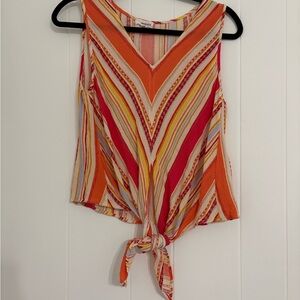 Eyeshadow V-Neck Multicolor Striped Tank Top